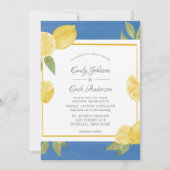 Invitation Citrons jaunes et Mariage d'aquarelle bleu Invitat (Devant)