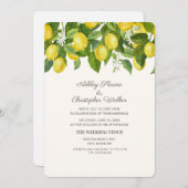 Invitation Citrons jaunes Mariage blanc (Devant / Derrière)