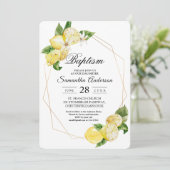 Invitation Citrons jaunes modernes et beauté des cadres d'or (Debout devant)