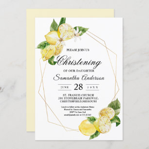 Invitation Citrons jaunes modernes et beauté des cadres d'or