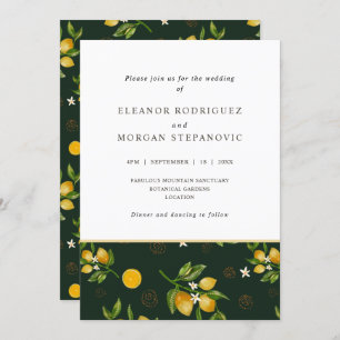 Invitation citrons jaunes modernes mariage juteux