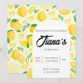 Invitation Citrons jaunes Motif 1er anniversaire (Devant / Derrière)