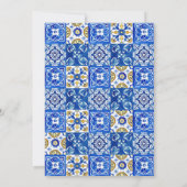Invitation Citrons méditerranéens Carreaux bleus Mariage (Dos)