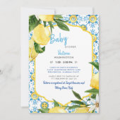 Invitation Citrons méditerranéens et Baby shower bleu (Devant)