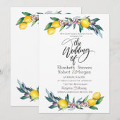 Invitation Citrons Olives Mariage Aquarelle (Devant / Derrière)