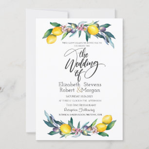 Invitation Citrons Olives Mariage Aquarelle