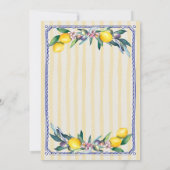 Invitation Citrons Olives Verre Jaune Stripes Bachelorette (Dos)