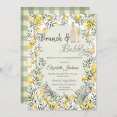 Invitation Citrons Peacock Green Plaid Brunch & Bubbly (Devant / Derrière)