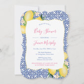 Invitation Citrons peints à la main Cobalt Baby shower bleu b (Devant)