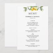 Invitation Citrons peints feuillage verdure menu de mariage (Devant / Derrière)