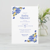 Invitation Citrons & Poterie Bleue Antique Baby shower Motif (Debout devant)