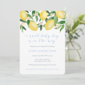 Invitation Citrons Poudre Bleu Sweet Boy Baby shower (Debout devant)