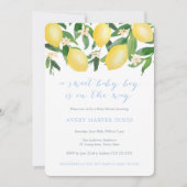 Invitation Citrons Poudre Bleu Sweet Boy Baby shower (Devant)
