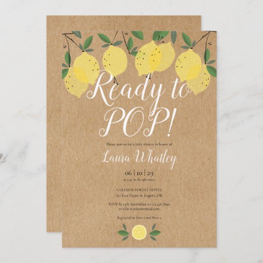 Invitation Citrons prêts à éclater Baby Shower Rustique (Devant / Derrière)