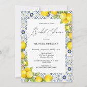 Invitation Citrons romantiques et carreaux bleus Fête des mar (Devant)