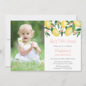 Invitation Citrons rose deux douces filles fête d'anniversair (Devant)