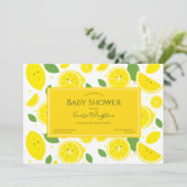 Invitation Citrons souriants Baby shower jaune blanc vert (Debout devant)