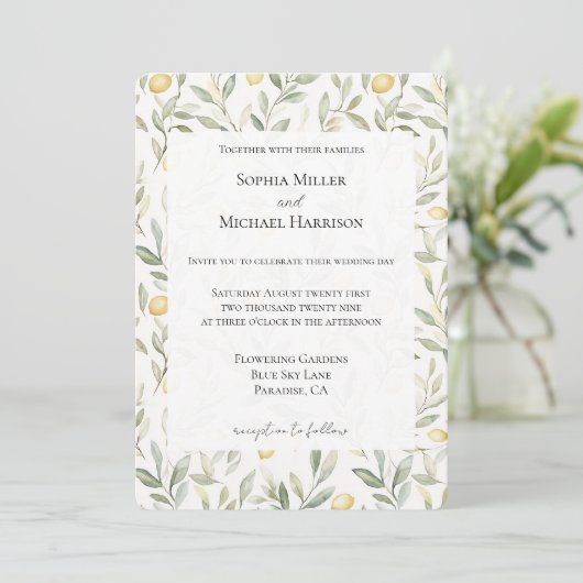 Invitation Citrons Sucrés Sur Vous Mariage (Debout devant)
