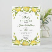 Invitation Citrons Vert Aquarelle Baby shower NEUTRE (Debout devant)