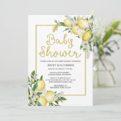 Invitation Citrons Vert Aquarelle Baby shower neutre Inv. (Debout devant)