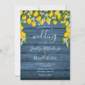 Invitation Citrons Vert Bleu Rustique Bois Mariage (Devant)