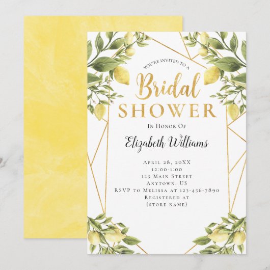 Invitation Citrons vert Fête des mariées géométrique de cadre (Devant / Derrière)