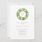 Invitation Citrons Wreath peint à la main Baby shower féminin (Devant)