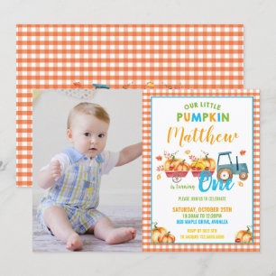 Invitation Citrouille 1er Anniversaire Fête Récolte Camion Bo
