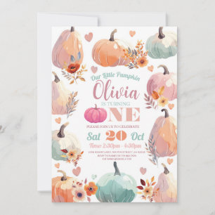 Invitation Citrouille 1er anniversaire Little Pastel Automne 