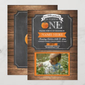 Invitation Citrouille 1er premier anniversaire fête Photo Inv (Devant / Derrière)