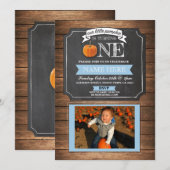 Invitation Citrouille 1er premier anniversaire fête Photo Inv (Devant / Derrière)