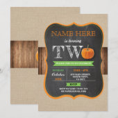 Invitation Citrouille 2ème 2 Deux fête d'anniversaire garçon  (Devant / Derrière)