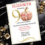 Invitation Citrouille à bijoux Glamor 90e anniversaire<br><div class="desc">Glamor Jeweled Citrouille 90th Birthday Invitation For Women. Il Est Facile De Changer L'Exemple De Texte En Vous Propre En Cliquant Sur Personnaliser. Cliquez Sur Personnaliser/Modifier Avec L'Outil De Création Pour Modifier Le Type De Police, La Couleur De Police, La Taille De Police, Ou Pour Modifier/Supprimer/Ajouter Du Texte Ou Des...</div>