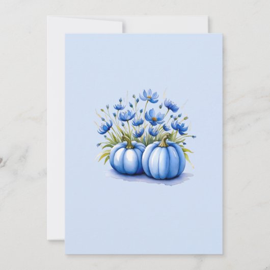 Invitation citrouille à fleurs bleues bébé (Dos)