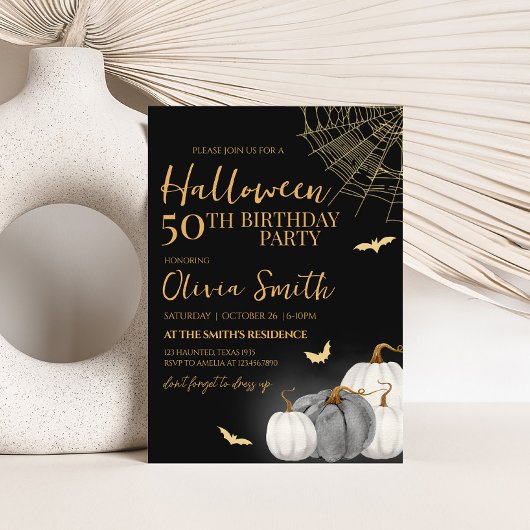 Invitation Citrouille adulte moderne Halloween fête d'anniver