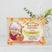 Invitation Citrouille anniversaire Automne Thanksgiving photo (Debout devant)