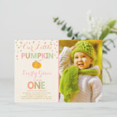 Invitation citrouille Anniversaire Citrouille or r (Debout devant)