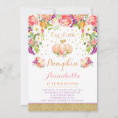 Invitation citrouille Anniversaire Citrouille or r (Devant)