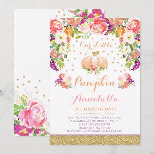 Invitation citrouille Anniversaire Citrouille or r