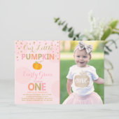 Invitation citrouille Anniversaire Citrouille or r (Debout devant)