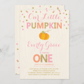 Invitation citrouille Anniversaire Citrouille or r (Devant / Derrière)