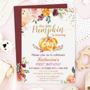 Invitation Citrouille Anniversaire de enfant Party Automne Bo