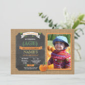 Invitation Citrouille Anniversaire Fête de récolte Photo Auto (Debout devant)