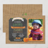 Invitation Citrouille Anniversaire Fête de récolte Photo Auto (Devant / Derrière)