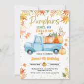 Invitation Citrouille Anniversaire Fête Garçon Bleu Camion Au (Devant)