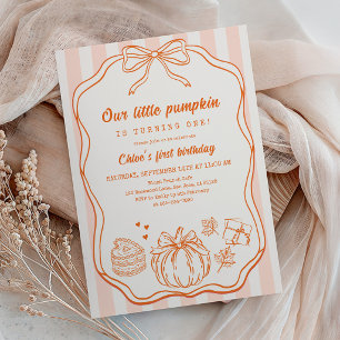 Invitation Citrouille Anniversaire Orange Ruban Citrouille