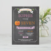 Invitation Citrouille Anniversaire Partie Chalk rose N'import (Debout devant)
