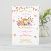 Invitation citrouille Anniversaire Pink & Gold Fal (Debout devant)