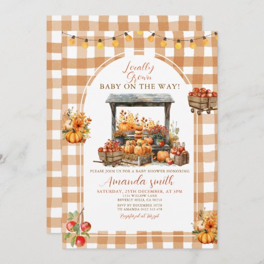 Invitation Citrouille Apple Automne Baby shower cultivé local (Devant / Derrière)