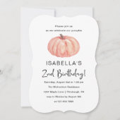Invitation Citrouille aquarelle 2e fête d'anniversaire (Devant)